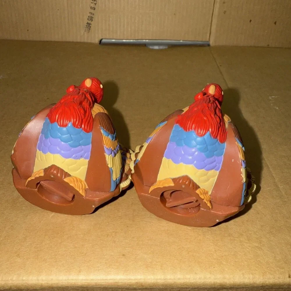 Vintage Hallmark Thanksgiving Colorful Turkey Salt Pepper Shakers Plastic Lot 2